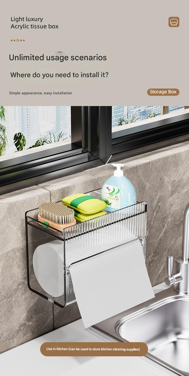 Tissue box mounted on wall with easy access