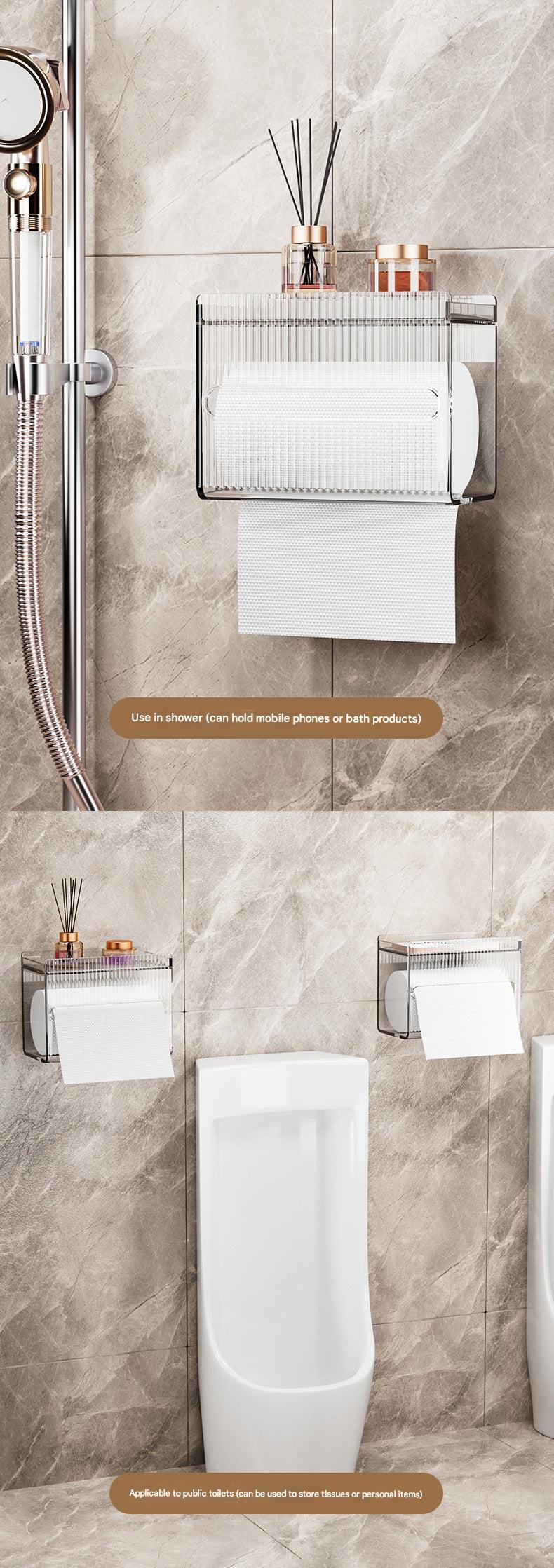 Image of stylish waterproof wall-mounted acrylic tissue box in white