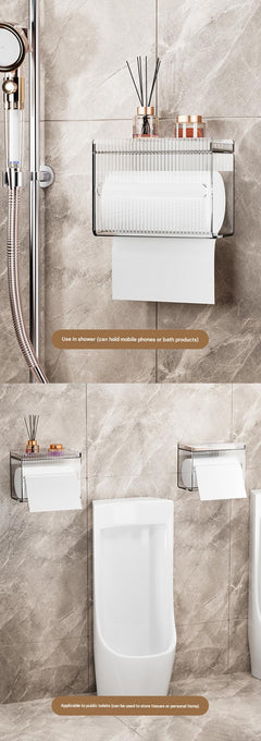 Image of stylish waterproof wall-mounted acrylic tissue box in white
