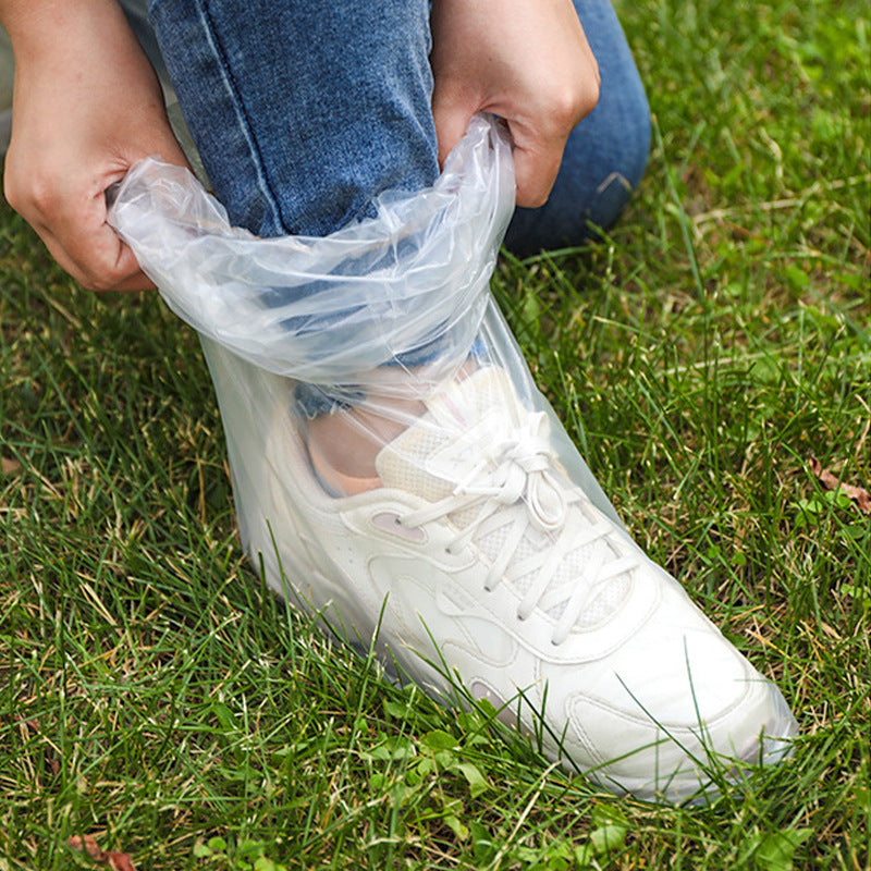 Close up of anti-slip sole of shoe cover