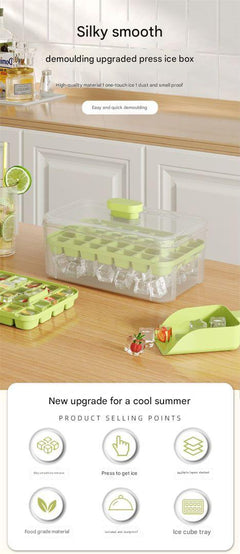 Premium Ice Cube Maker Tray in vibrant orange