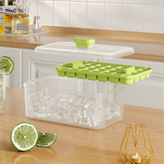 Close-up of ice cubes in the ice maker tray