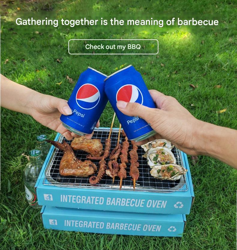 Portable grill packed for picnic trip