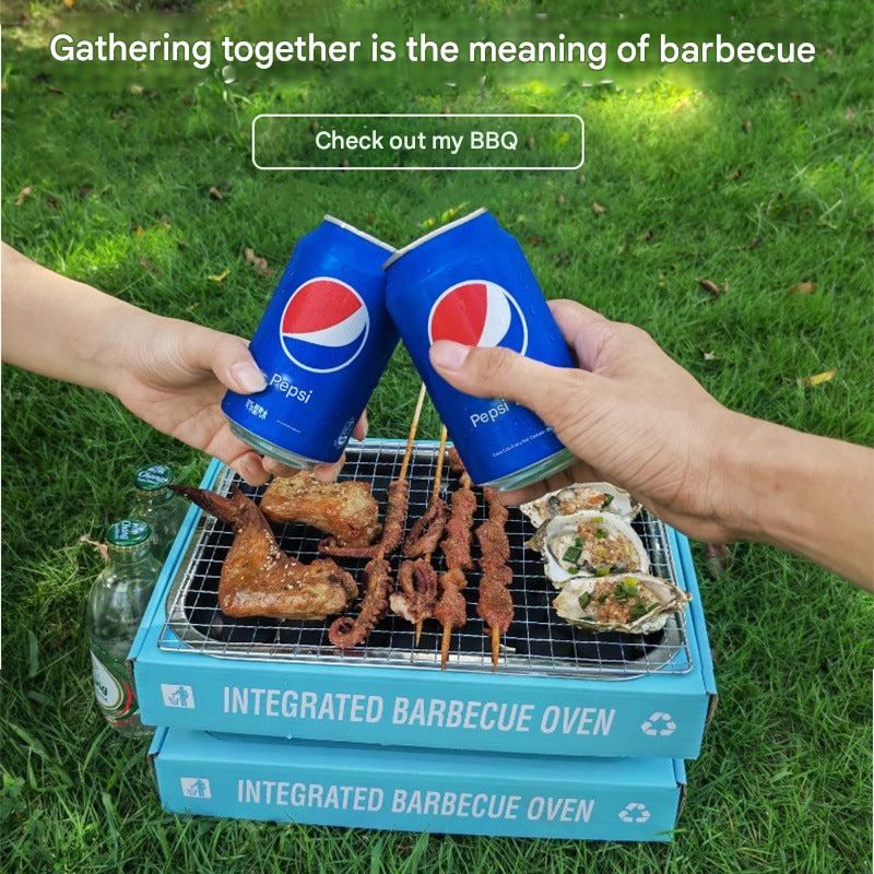 Compact BBQ grill for picnics on grass
