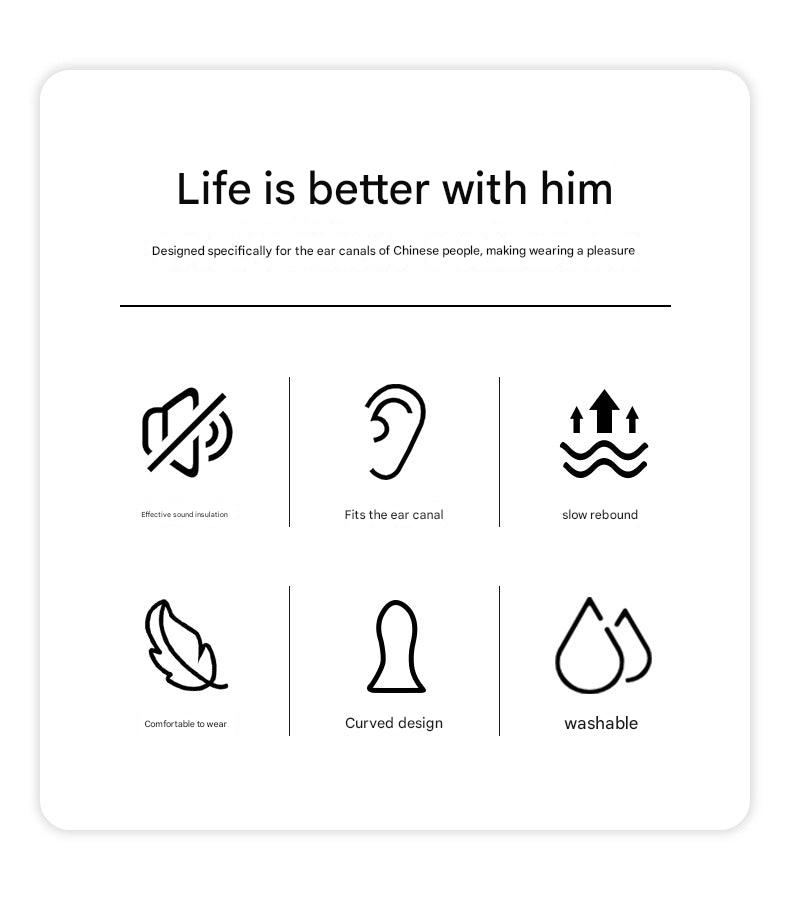 Comfy silicone earplugs displayed in various angles