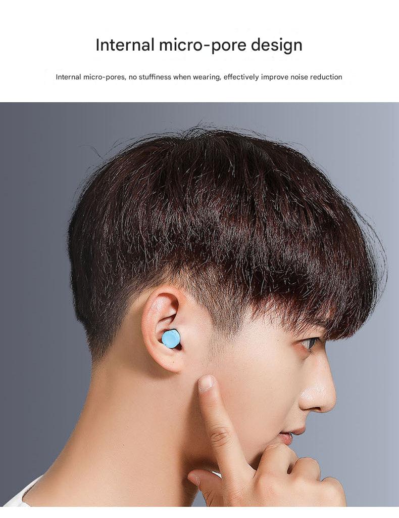 Close-up of reusable silicone earplugs
