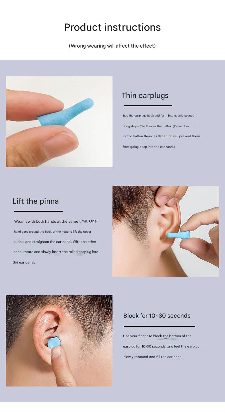Silicone earplugs shown in use while studying