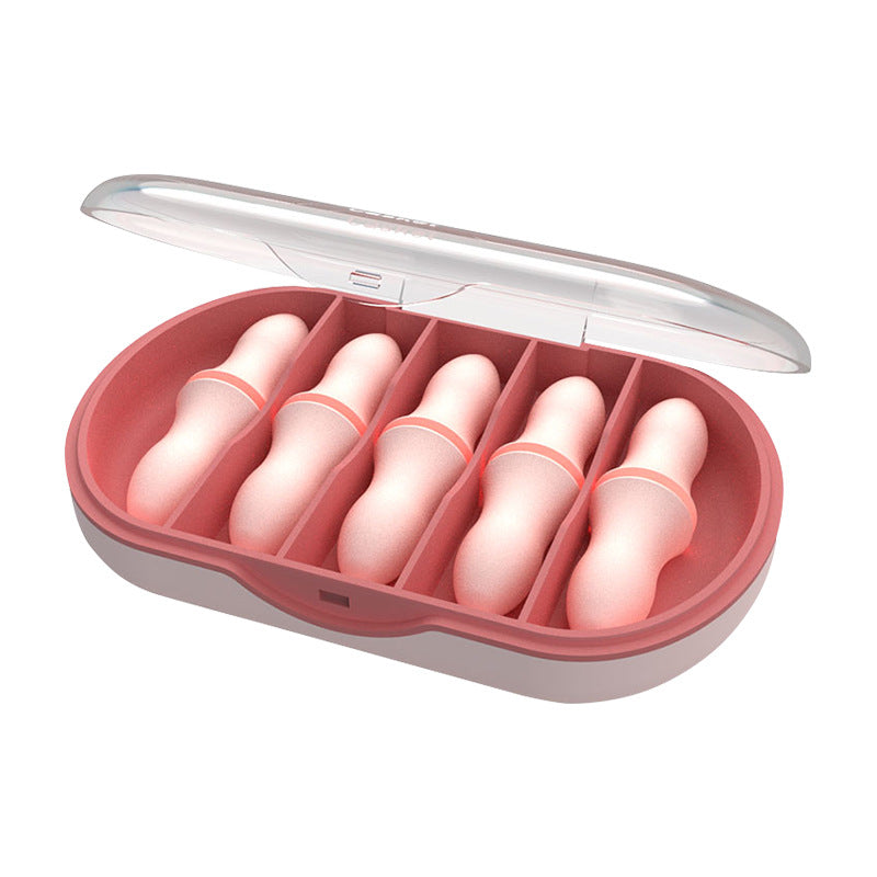 Close-up of reusable silicone earplugs