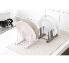 utensil rack storing plates and bowls