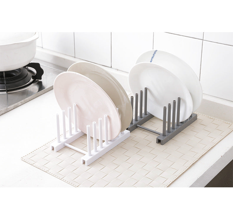 utensil rack storing plates and bowls