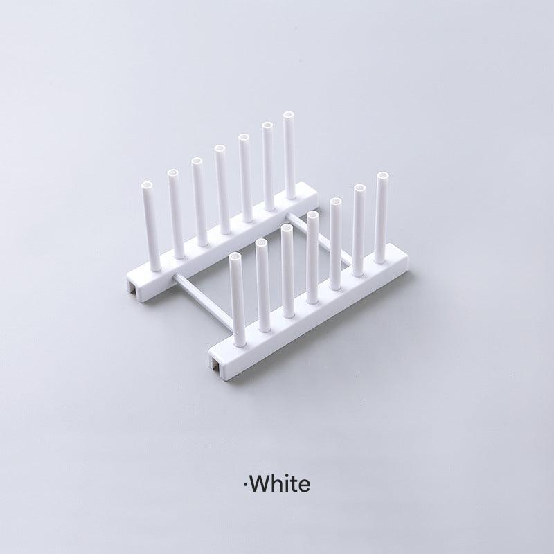 grey utensil rack with plates