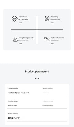 kitchen tools on rotating hooks