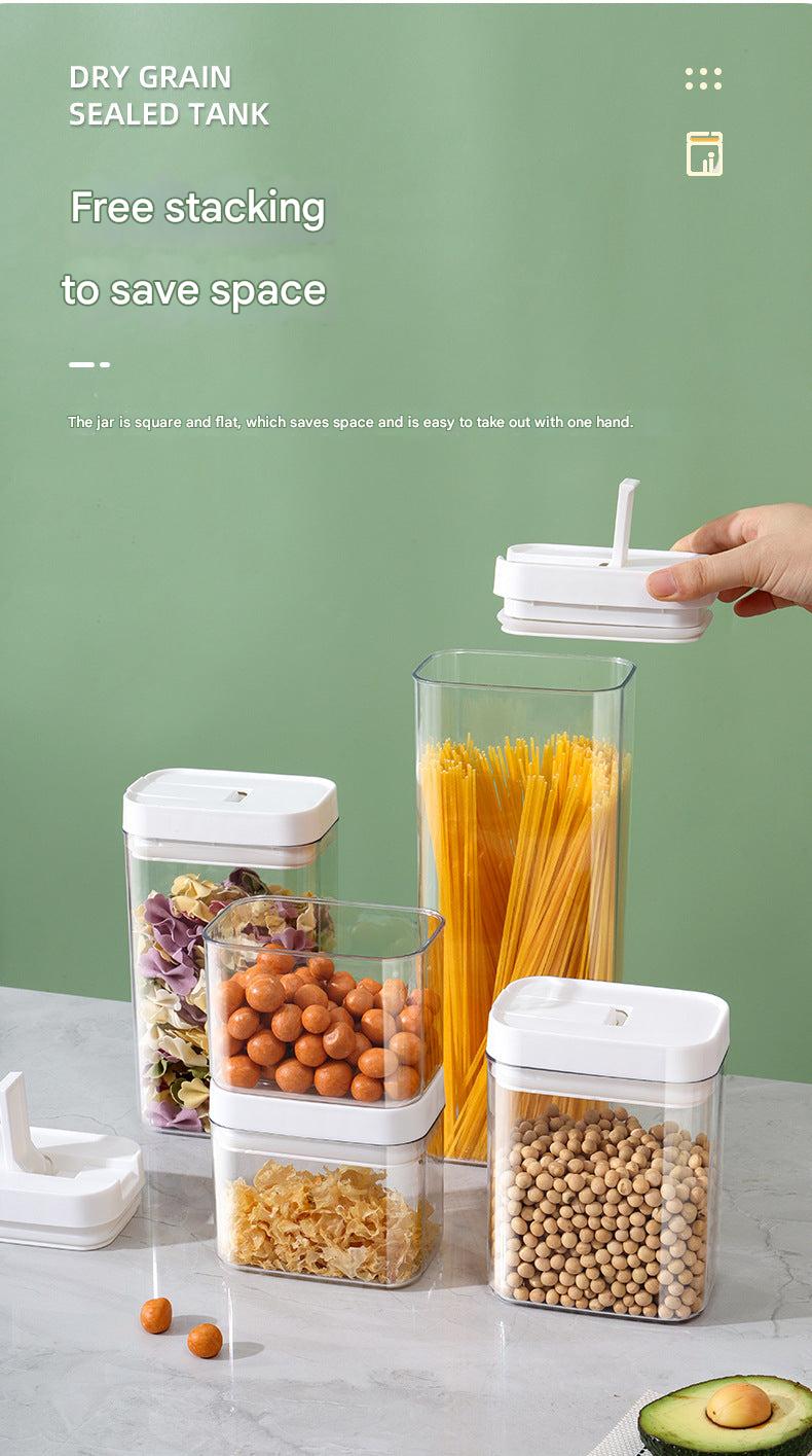 airtight plastic food storage jar in kitchen
