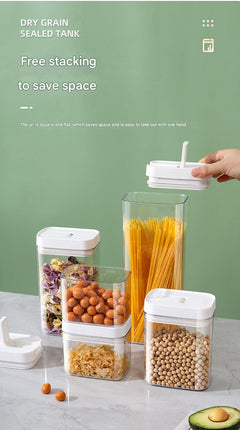 airtight plastic food storage jar in kitchen