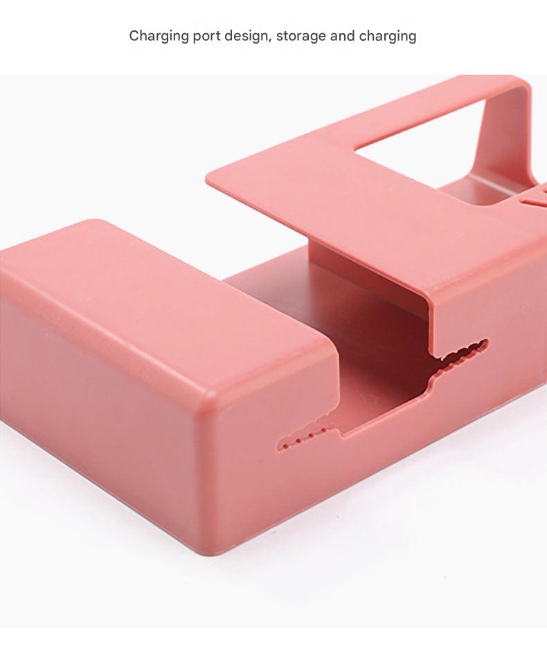 Close-up of the wall-mounted remote control organiser