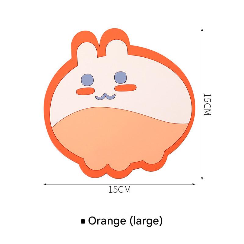 Multiple cartoon table mats in various colours
