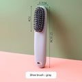 Shoe brush in use on different shoe types