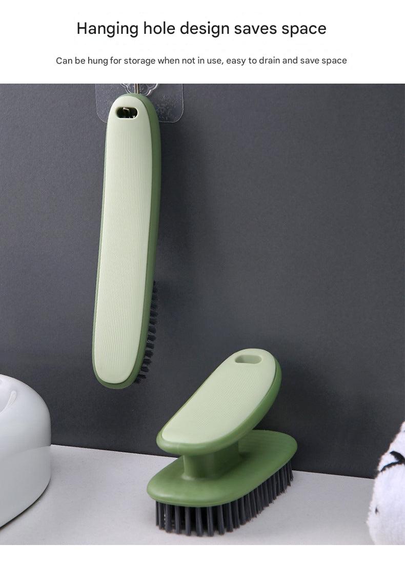 Shoe brush in use on different shoe types