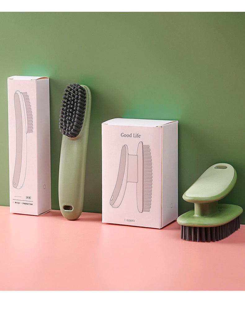 Multifunctional shoe cleaning brush with soft bristles front view