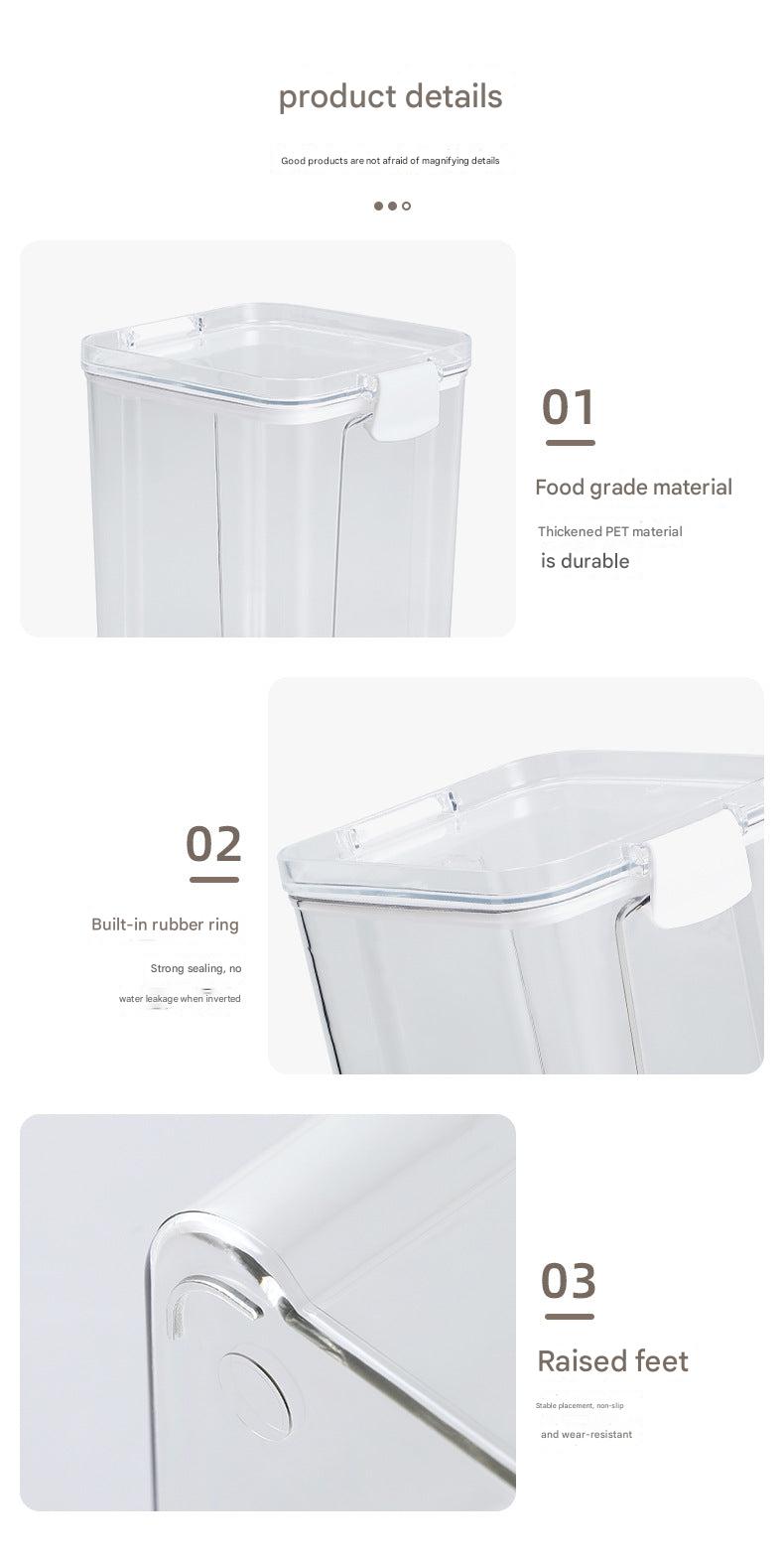 Transparent food storage container for grains 1