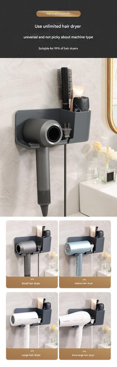 Easy access hair dryer holder displayed