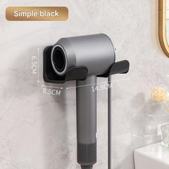Bathroom organisation featuring hair dryer rack