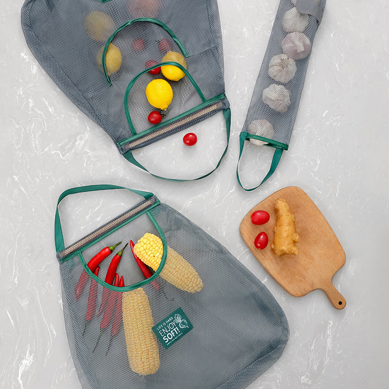 Breathable mesh storage bag for vegetables