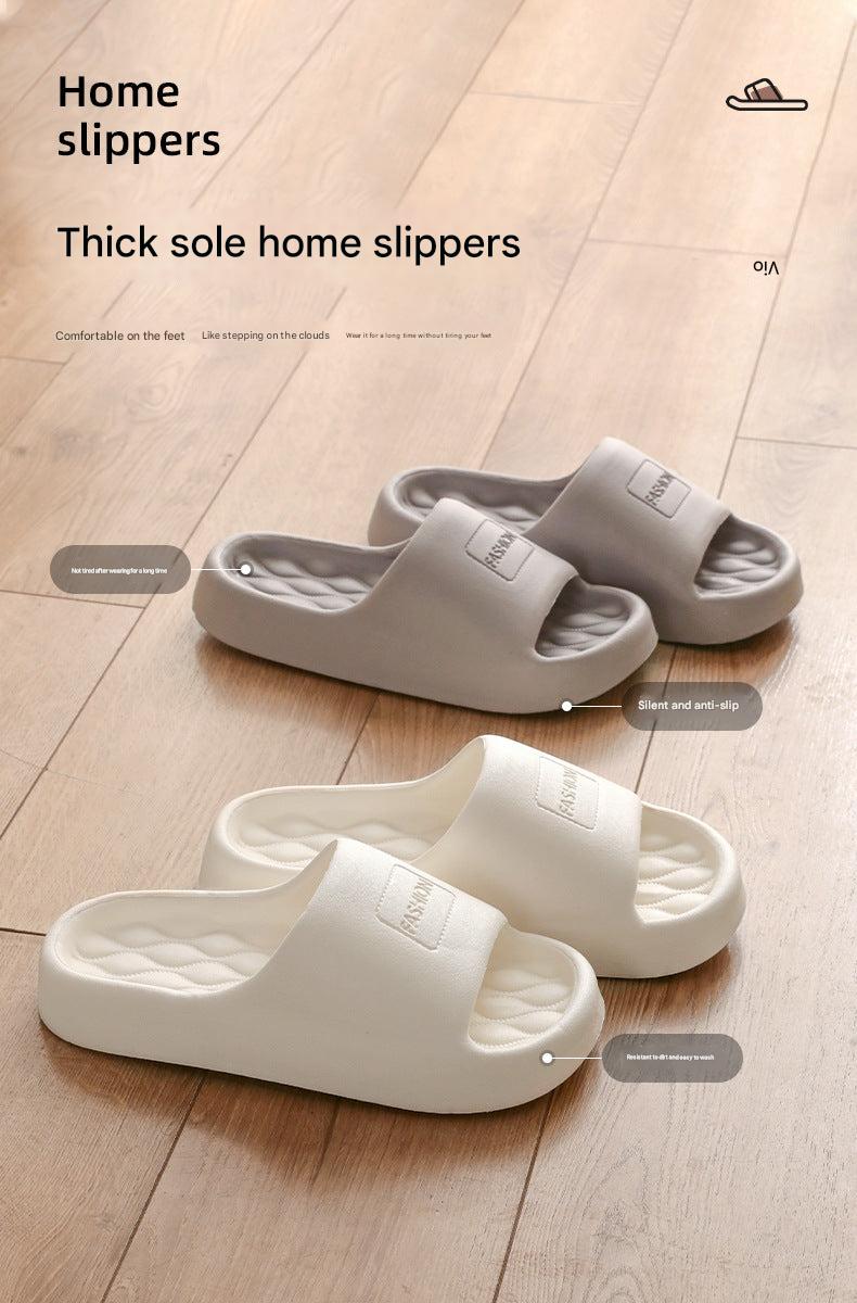 Close-up of thick sole house slippers for couples