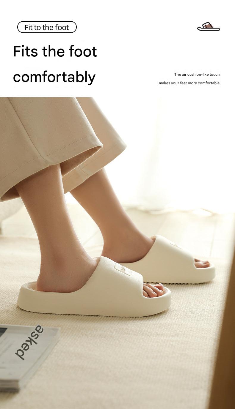 Close-up of thick sole house slippers for couples