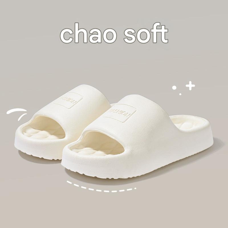 Close-up of thick sole house slippers for couples