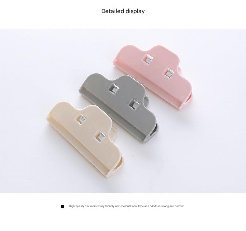 Compact food storage clips on countertop