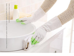 Image of pink latex dishwashing gloves