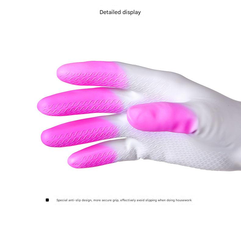 Close-up of flexible dishwashing gloves