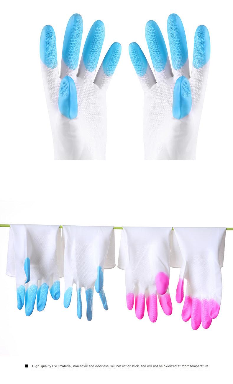 Image of reusable latex gloves in use