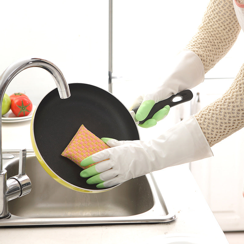 Image of blue latex dishwashing gloves