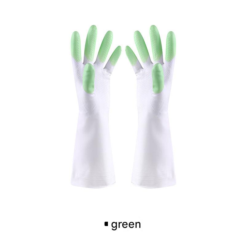Close-up of flexible dishwashing gloves