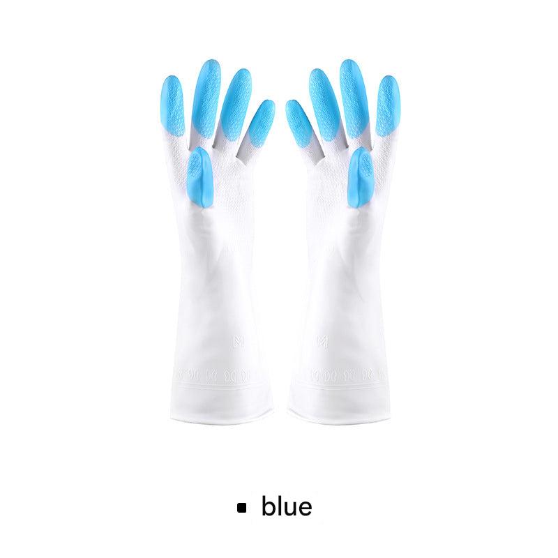 Image of reusable latex gloves in use