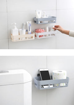 Wall-mounted bathroom organiser grey