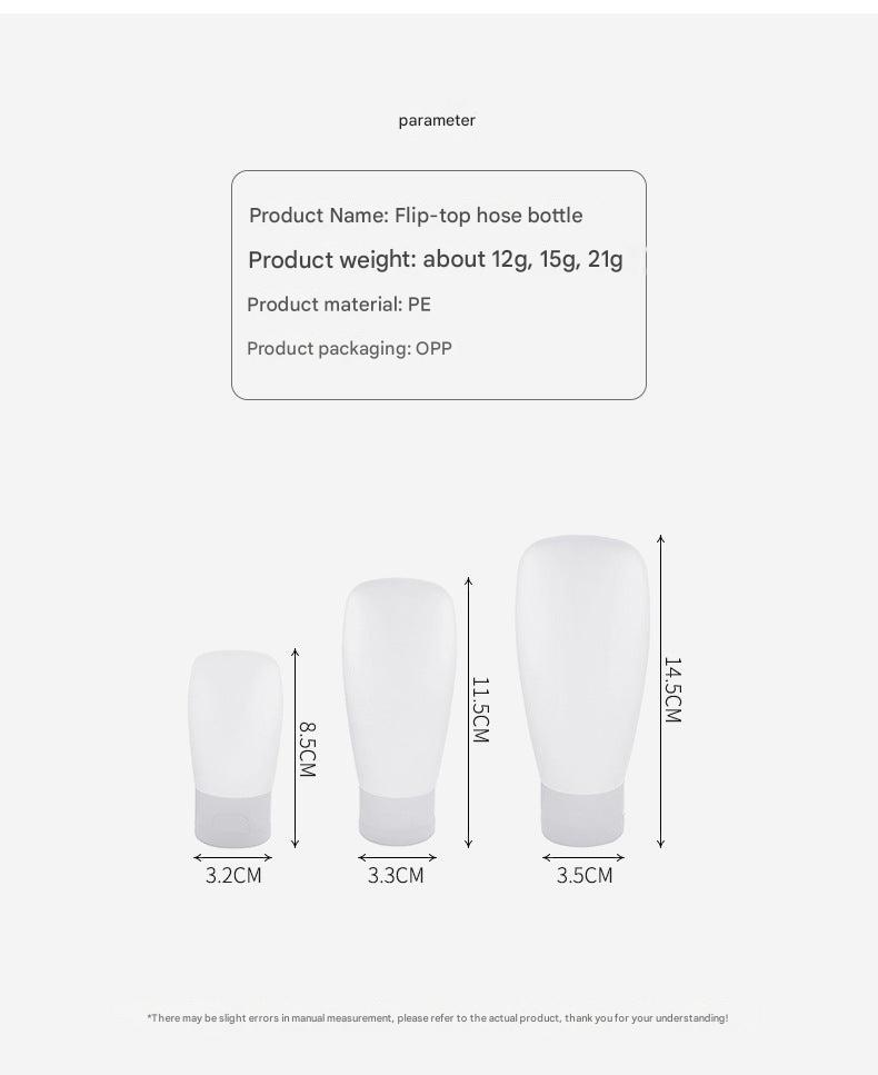 Portable squeeze travel bottle in use