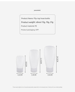 Portable squeeze travel bottle in use