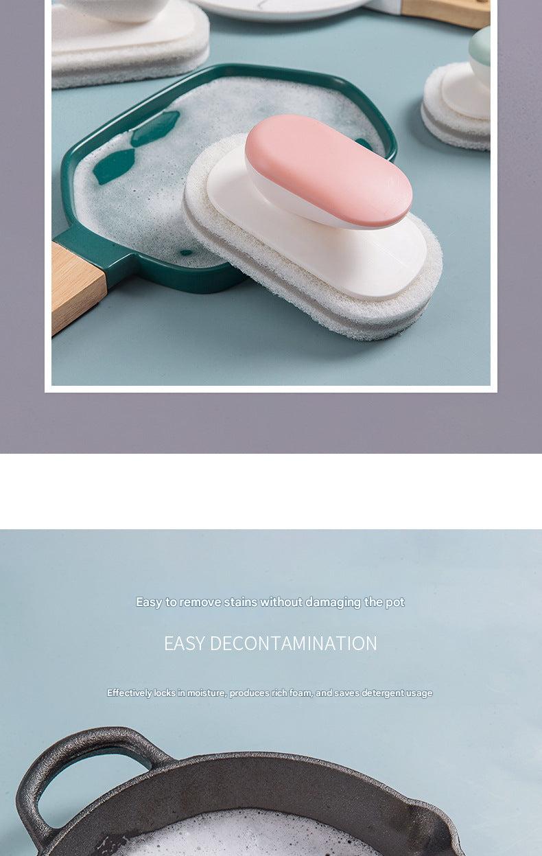 Effortless Cleaning Brush cleaning a stained bathtub
