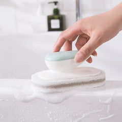 Scrub brush with sponge material for tough stains
