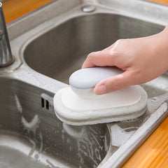 Effortless Cleaning Brush cleaning a stained bathtub