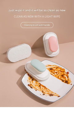 Showcase of colourful scrub brushes in a cleaning setup
