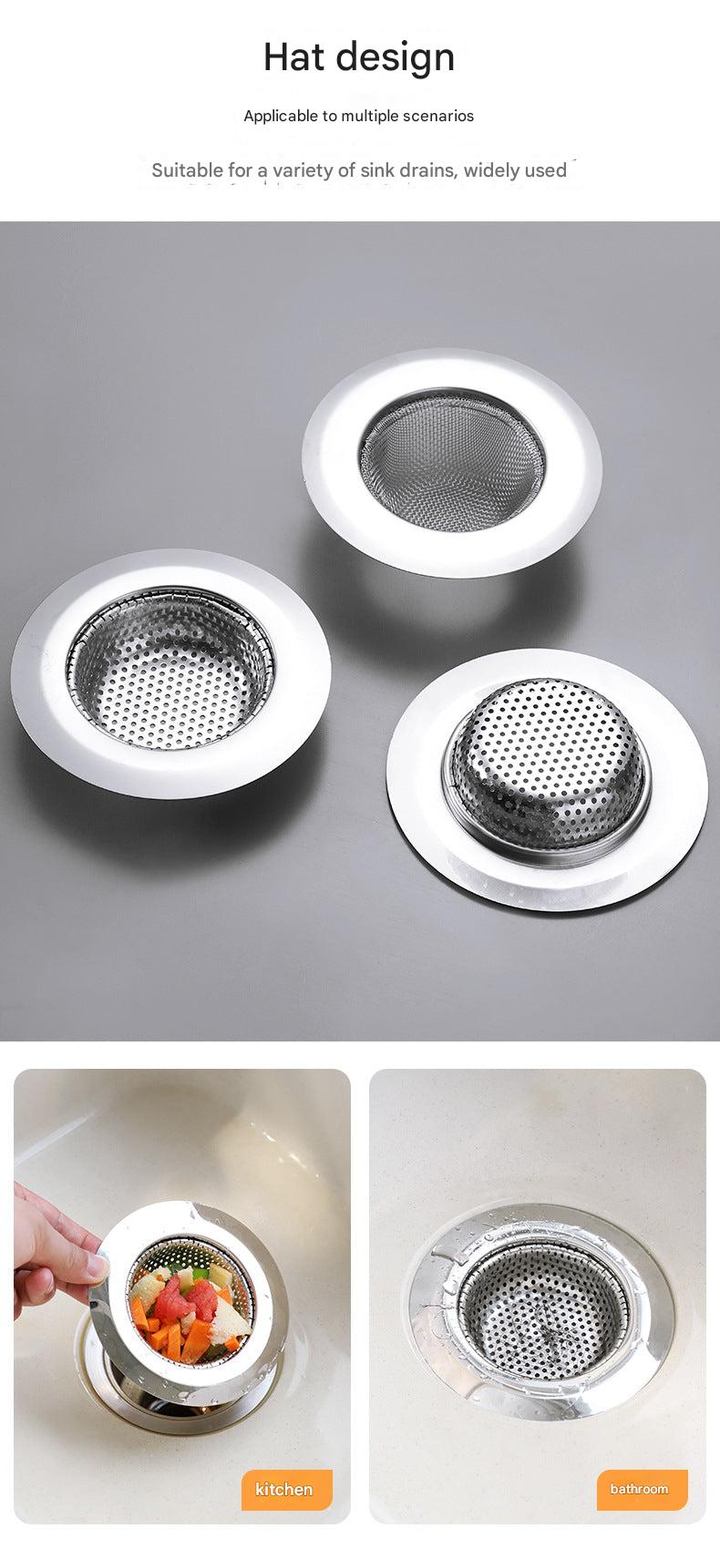 Kitchen sink with installed stainless steel strainer preventing clogs