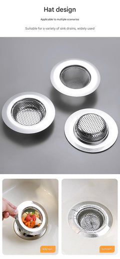 Kitchen sink with installed stainless steel strainer preventing clogs
