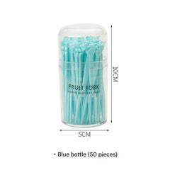 multiple colors of disposable forks on display
