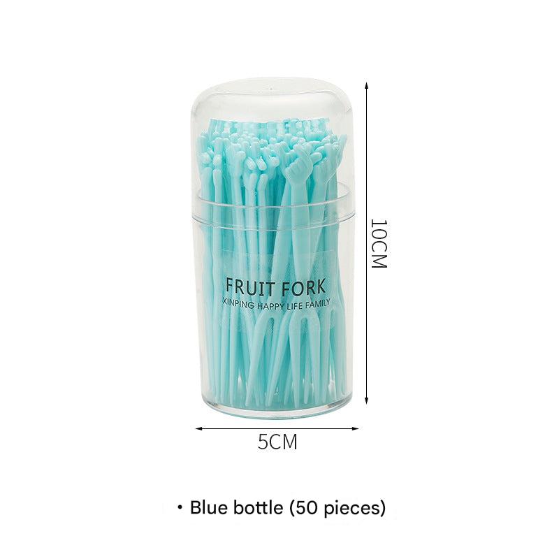 multiple colors of disposable forks on display