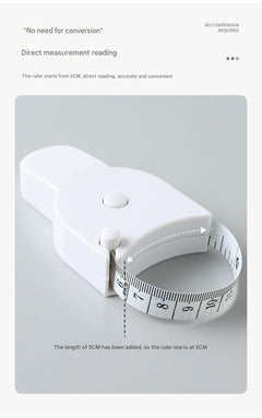 Flexible measuring tape in use by a person