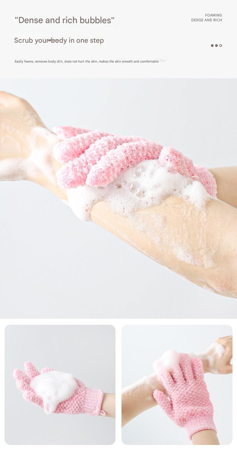 Close-up of exfoliating gloves